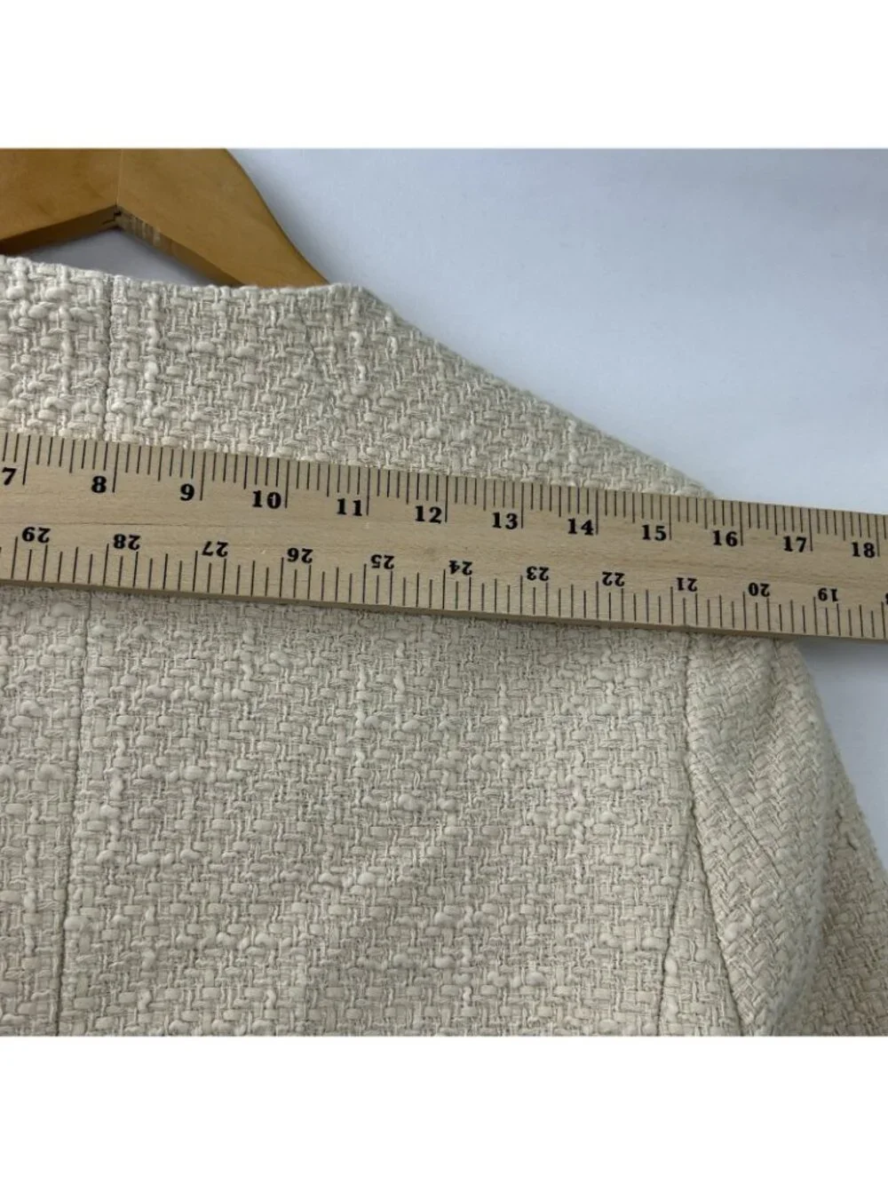 Quince Womens Size Large Stretch Tweed Collarless Jacket Ivory Coast Long Sleeve - Picture 6 of 16